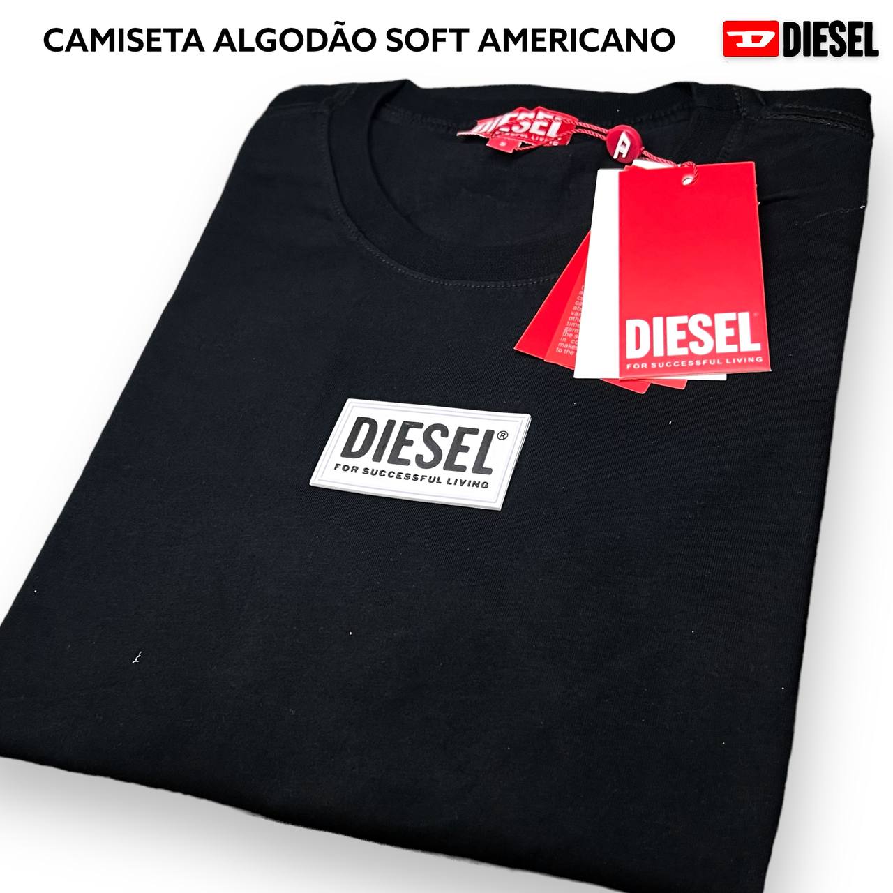 Camiseta Algodão Soft Americano - DIESEL arte emborrachada