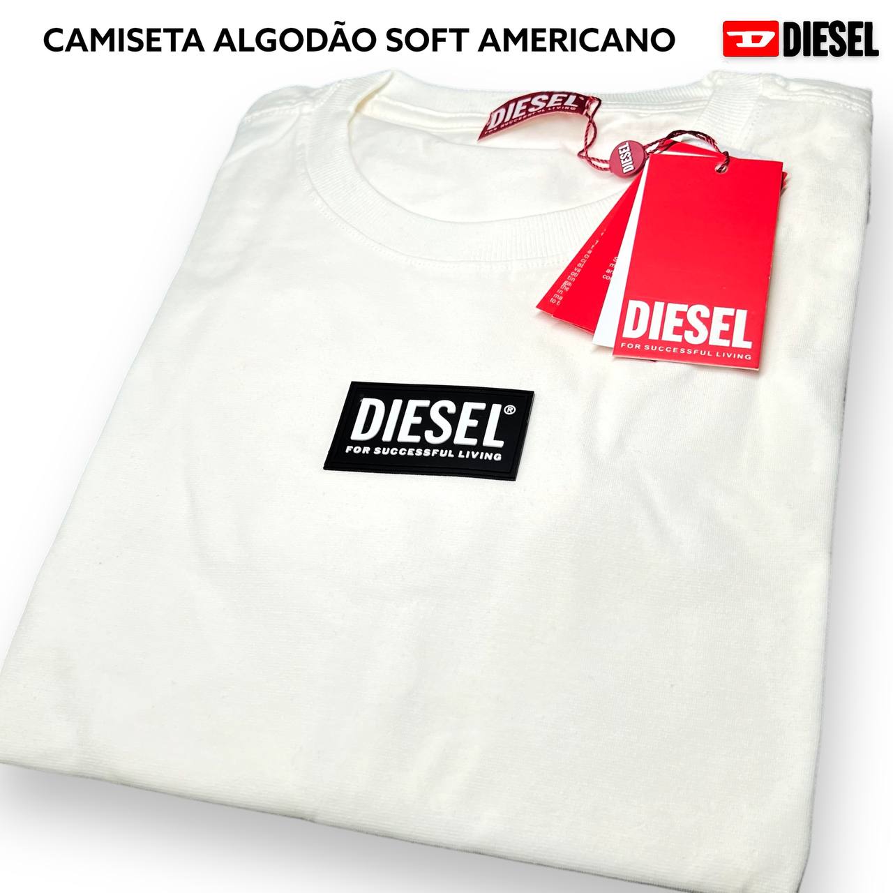 Camiseta Algodão Soft Americano - DIESEL arte emborrachada