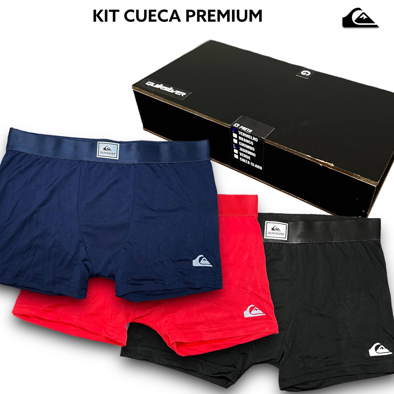 Kit Cueca Premium na caixa de MADEIRA - QUIKSILVER