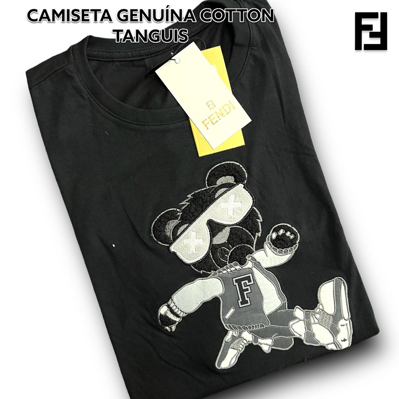 Camiseta GENUINA COTTON TANGUIS TURCO - FENDI arte em bordado e camurça