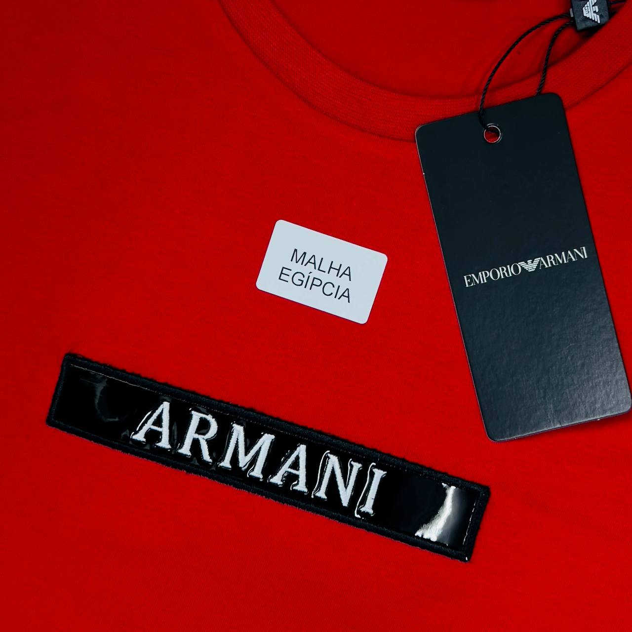 Camiseta Malha Egípcia Soft Armani - Aplique espelhado + bordado LT010