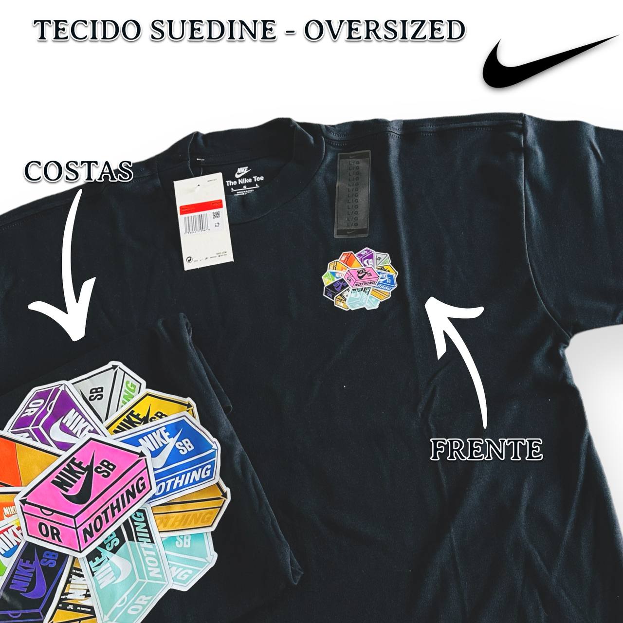 CAMISETA SUEDINE OVERSIZED 1:1 ULTRA  NIKE FRENTE E COSTAS
