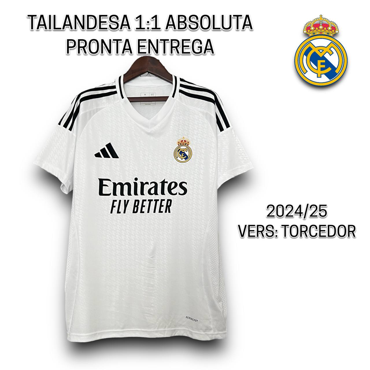Camisa de time Tailandesa 1.1 TORCEDOR REAL MADRID PRONTA ENTREGA)
