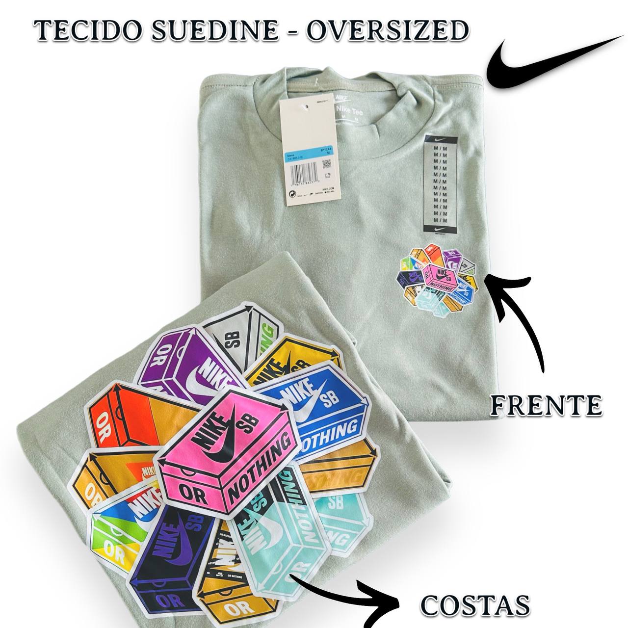 CAMISETA SUEDINE OVERSIZED 1:1 ULTRA  NIKE FRENTE E COSTAS