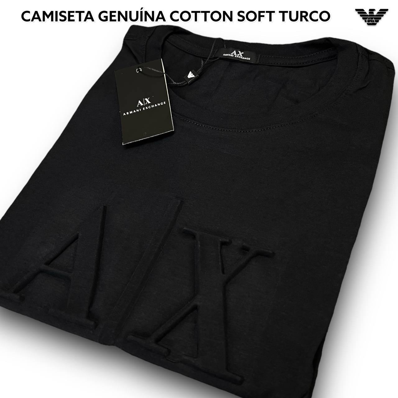 Camiseta GENUINA COTTON SOFT TURCO - ARMANI arte em relevo 
