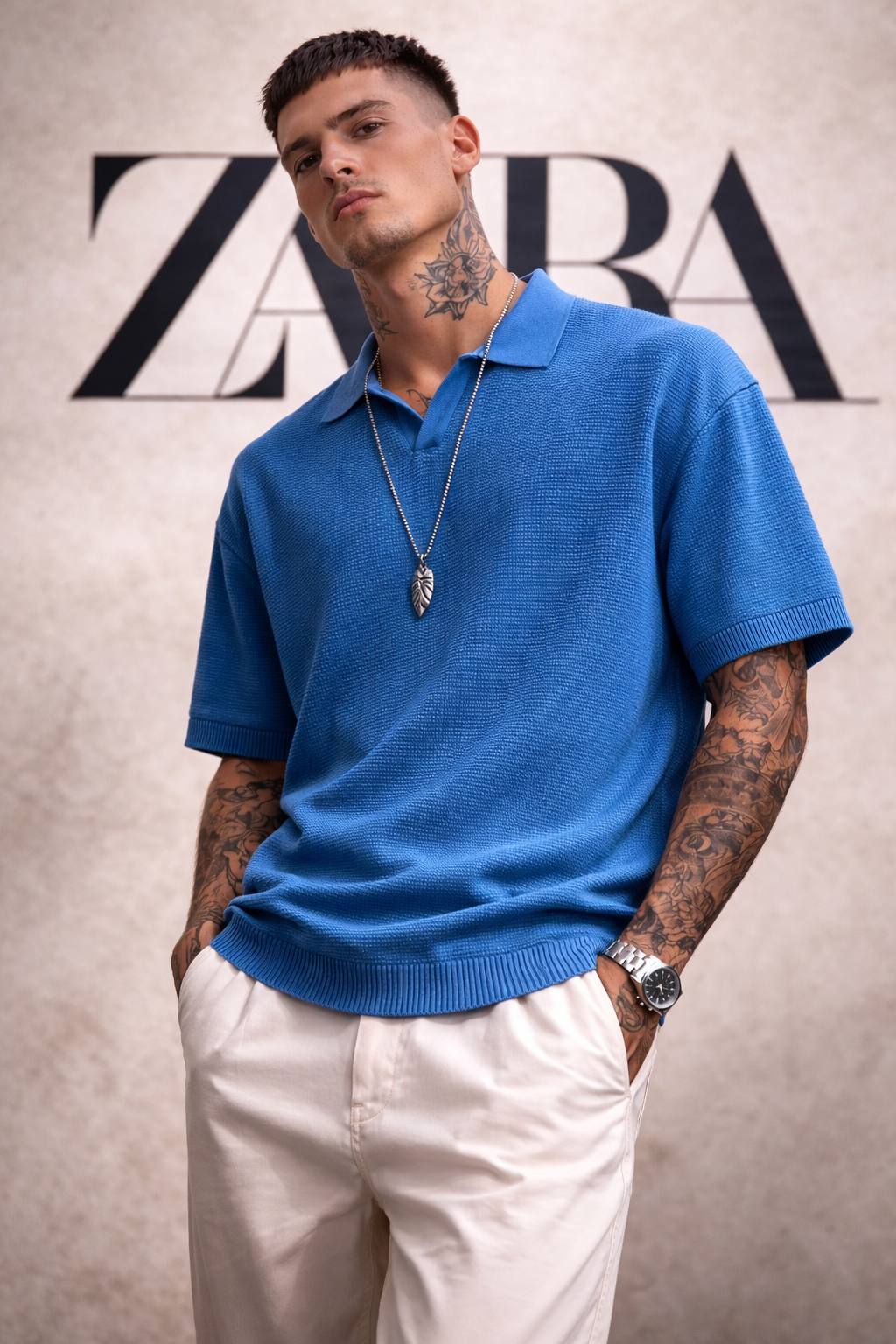 Camisa Zara Knit Estruturada Waffle Texturizada