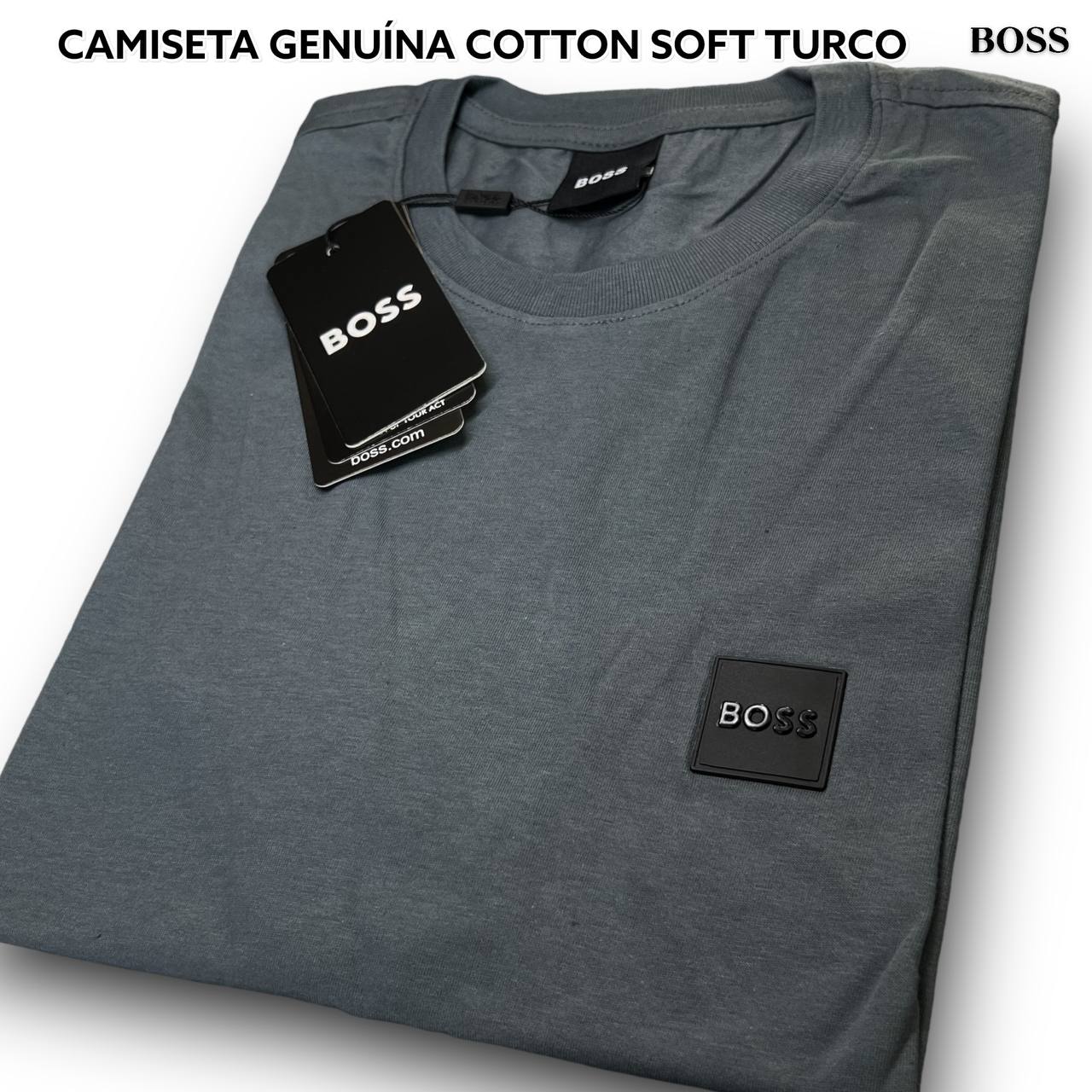 Camiseta GENUINA COTTON SOFT TURCO - HUGO BOSS arte em patch emborrachado