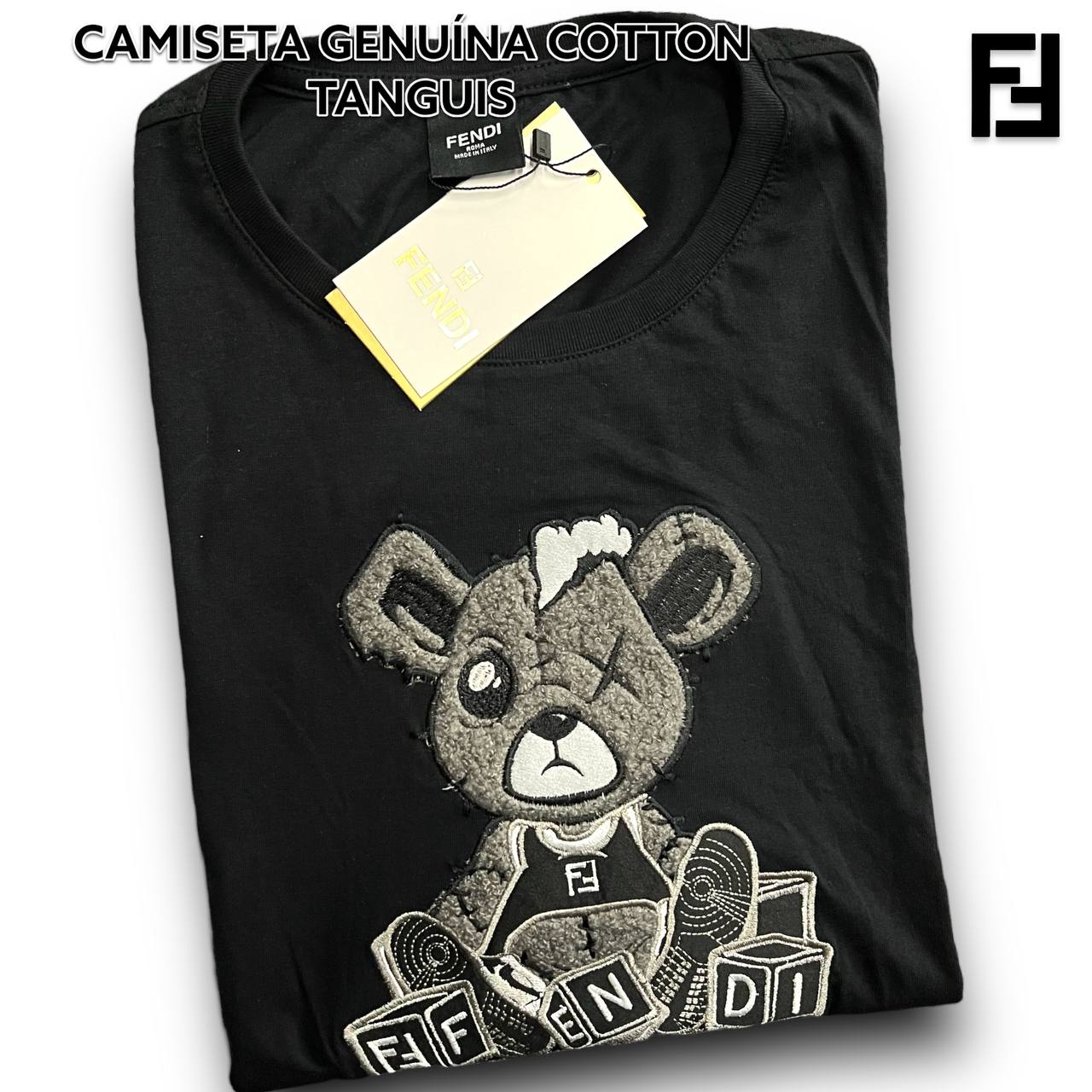 Camiseta GENUINA COTTON TANGUIS TURCO - FENDI arte em bordado e camurça