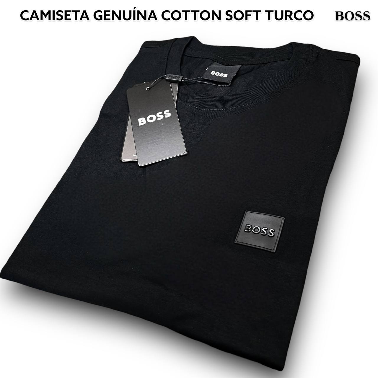 Camiseta GENUINA COTTON SOFT TURCO - HUGO BOSS arte em patch emborrachado